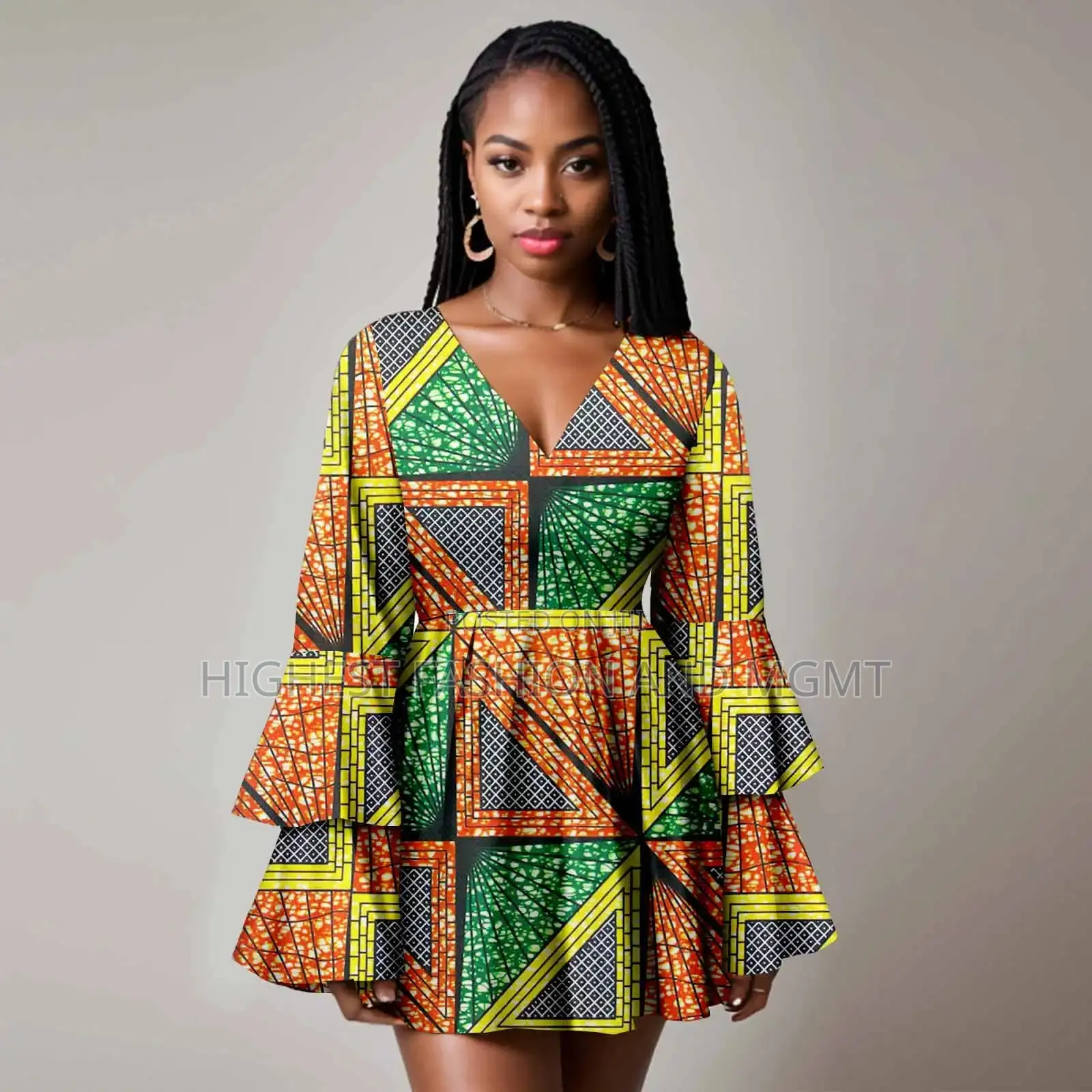 Flare Sleeve Short Gown