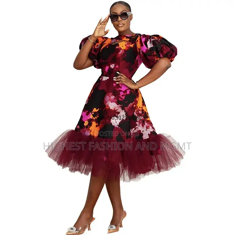 Gathered Print Dress