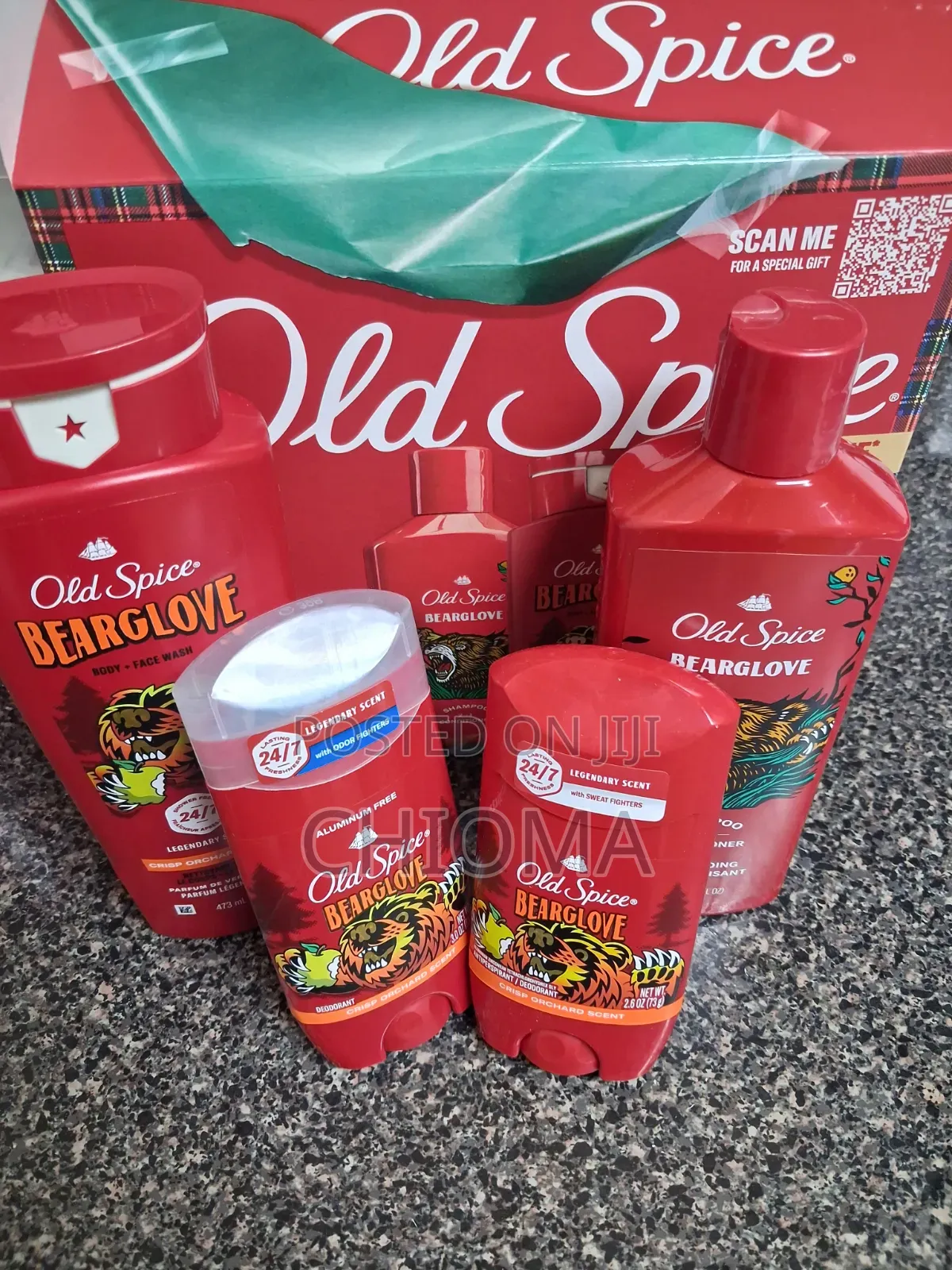Old Spice Men Bath and Body Gift Set(4 in 1)Holiday Edition Bearglove