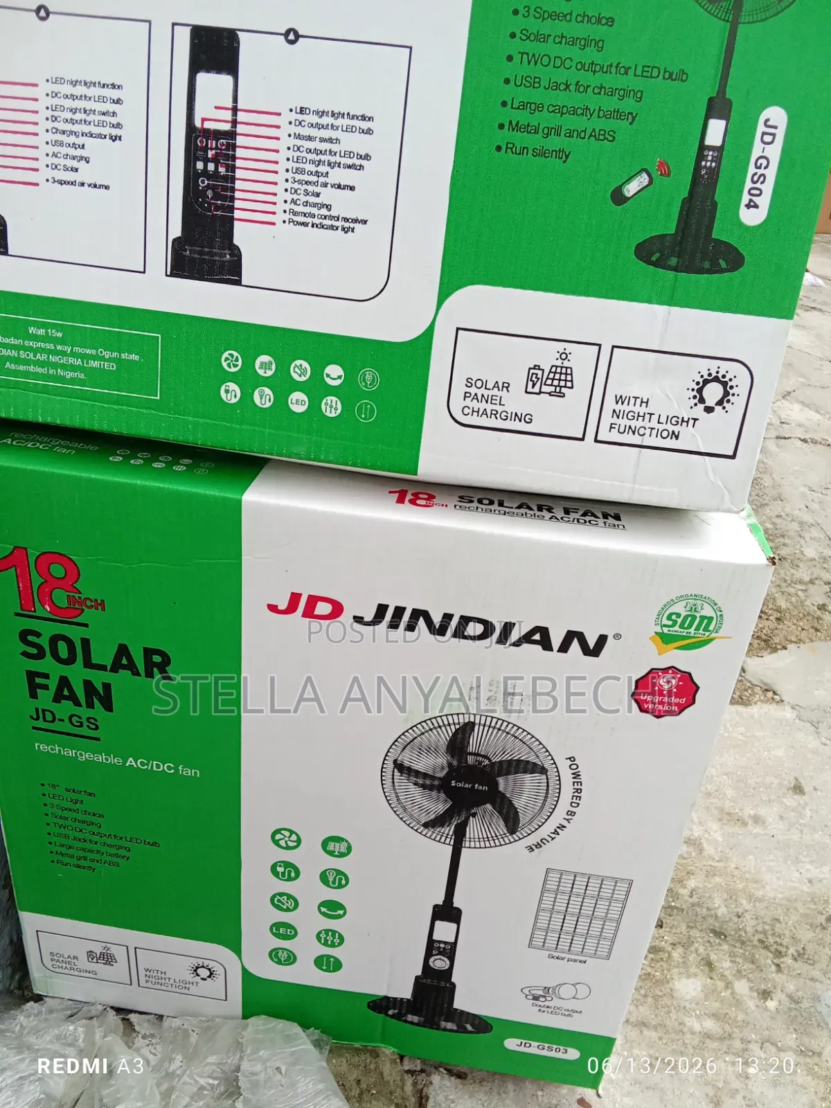 18 Inches Ac/Dc Solar Rechargeable Fan
