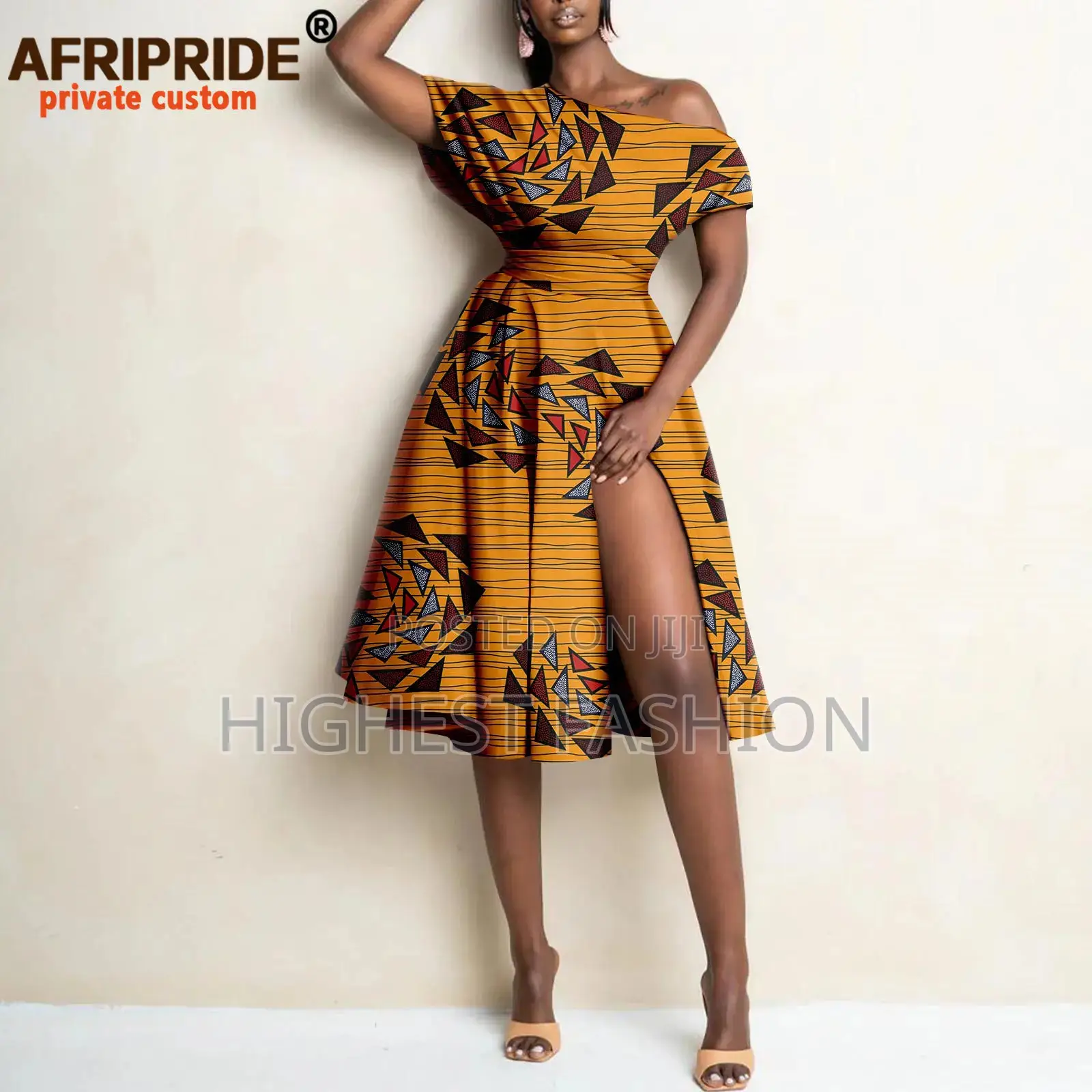 Off Shoulder Front Slit Party Chic Dress
