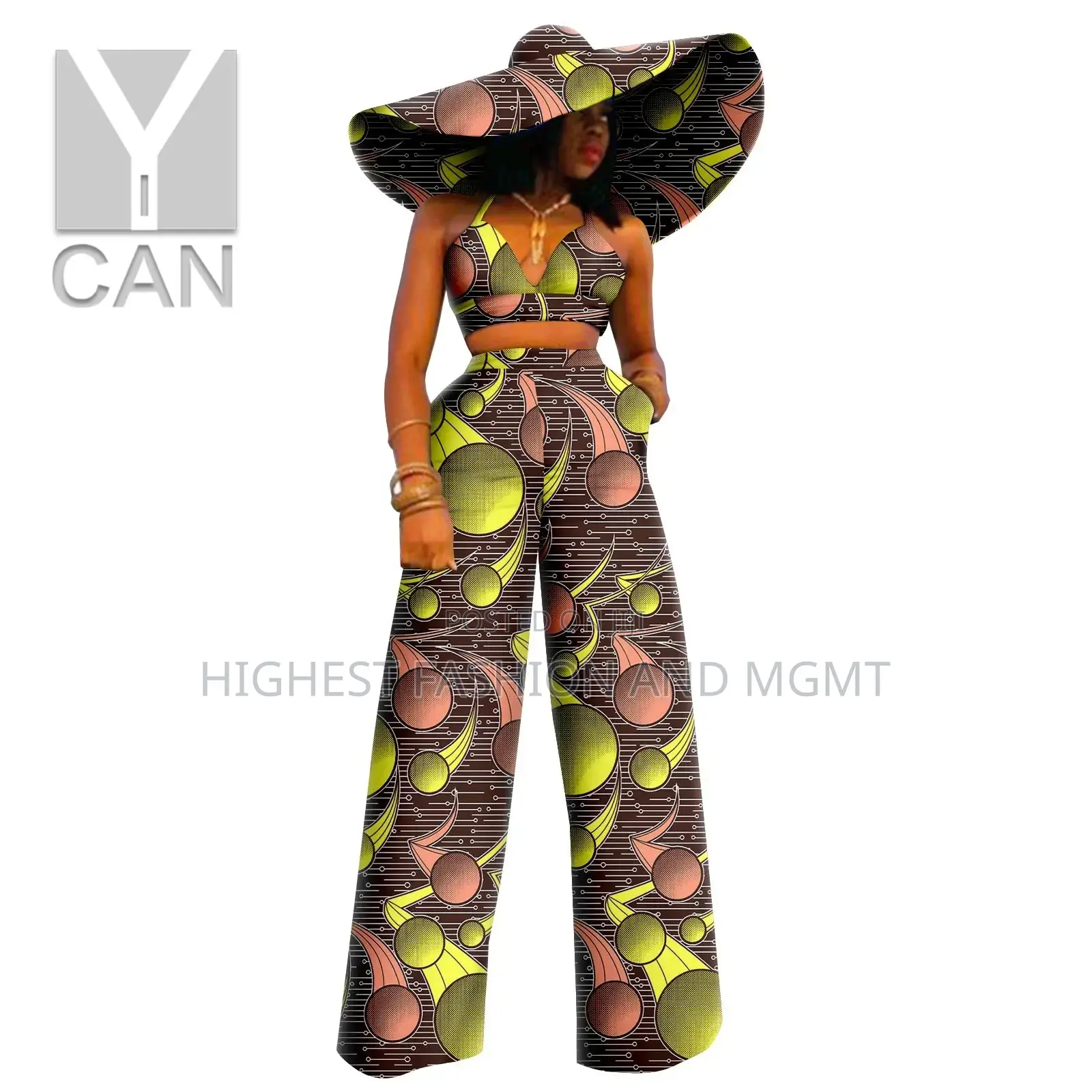 Print Crop Top and Palazzo Pant