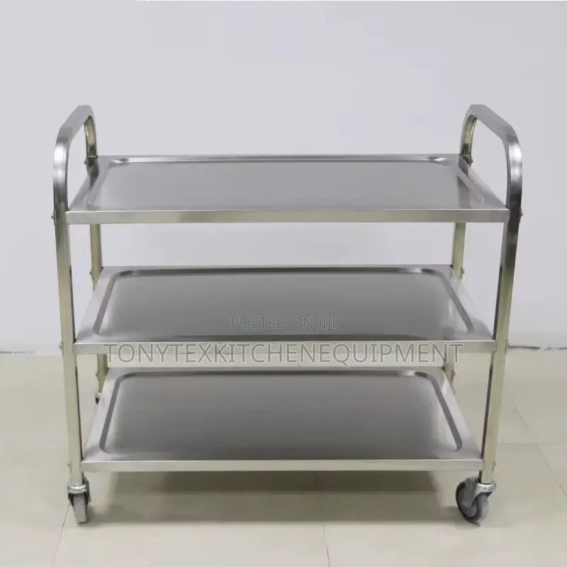 Commercial 3-Step Food Service Trolley | Stainless Steel Kitchen Cart