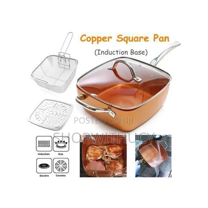 Stainless Steel Copper Deep Square Non Stick Frying Pan 4pcs