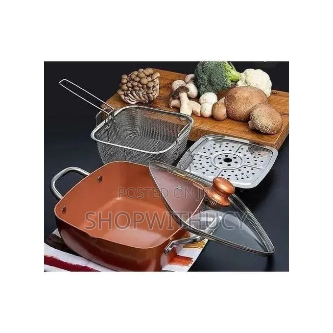 Stainless Steel Copper Deep Square Non Stick Frying Pan 4pcs