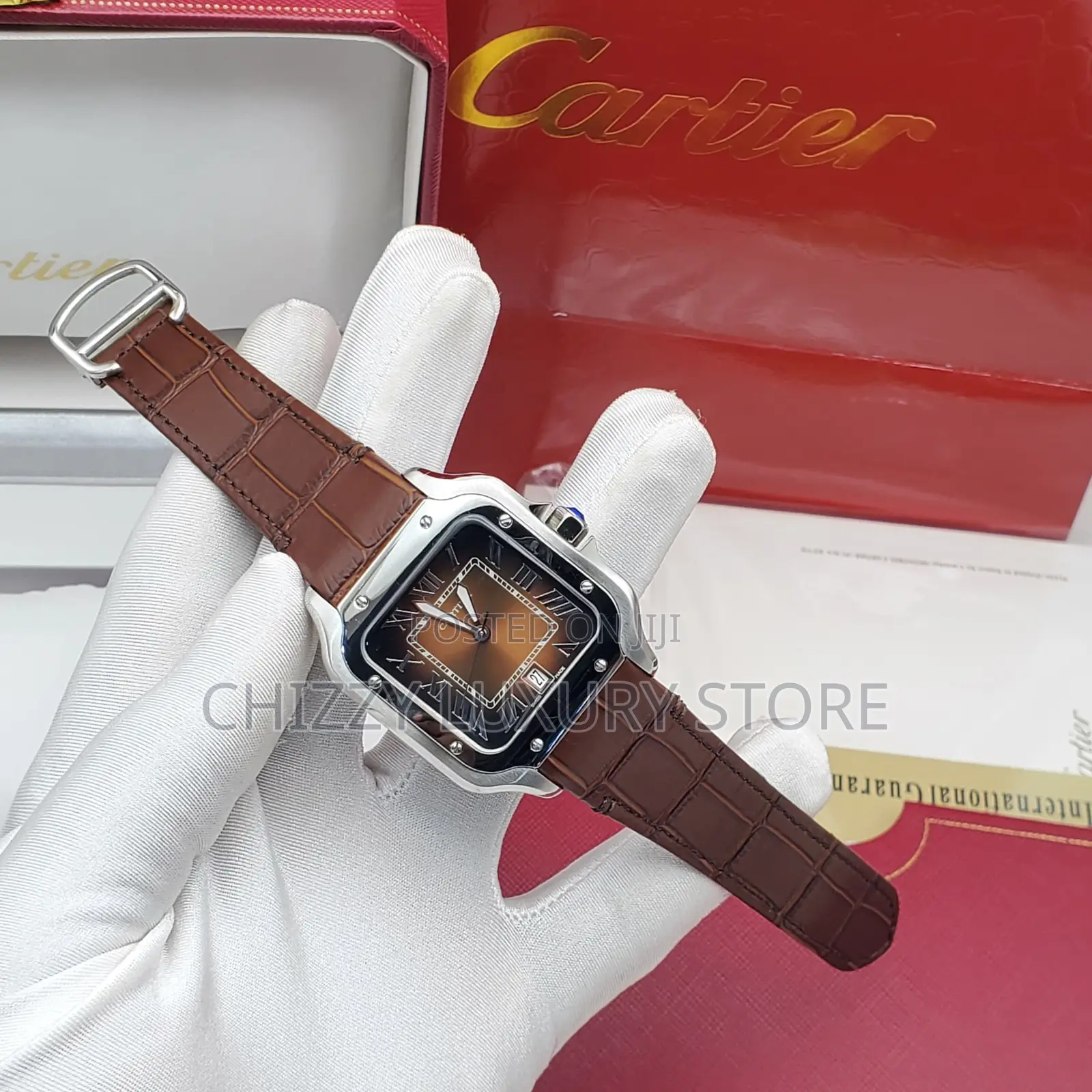 Cartier Quality Men Genuine Leather Wristwatch