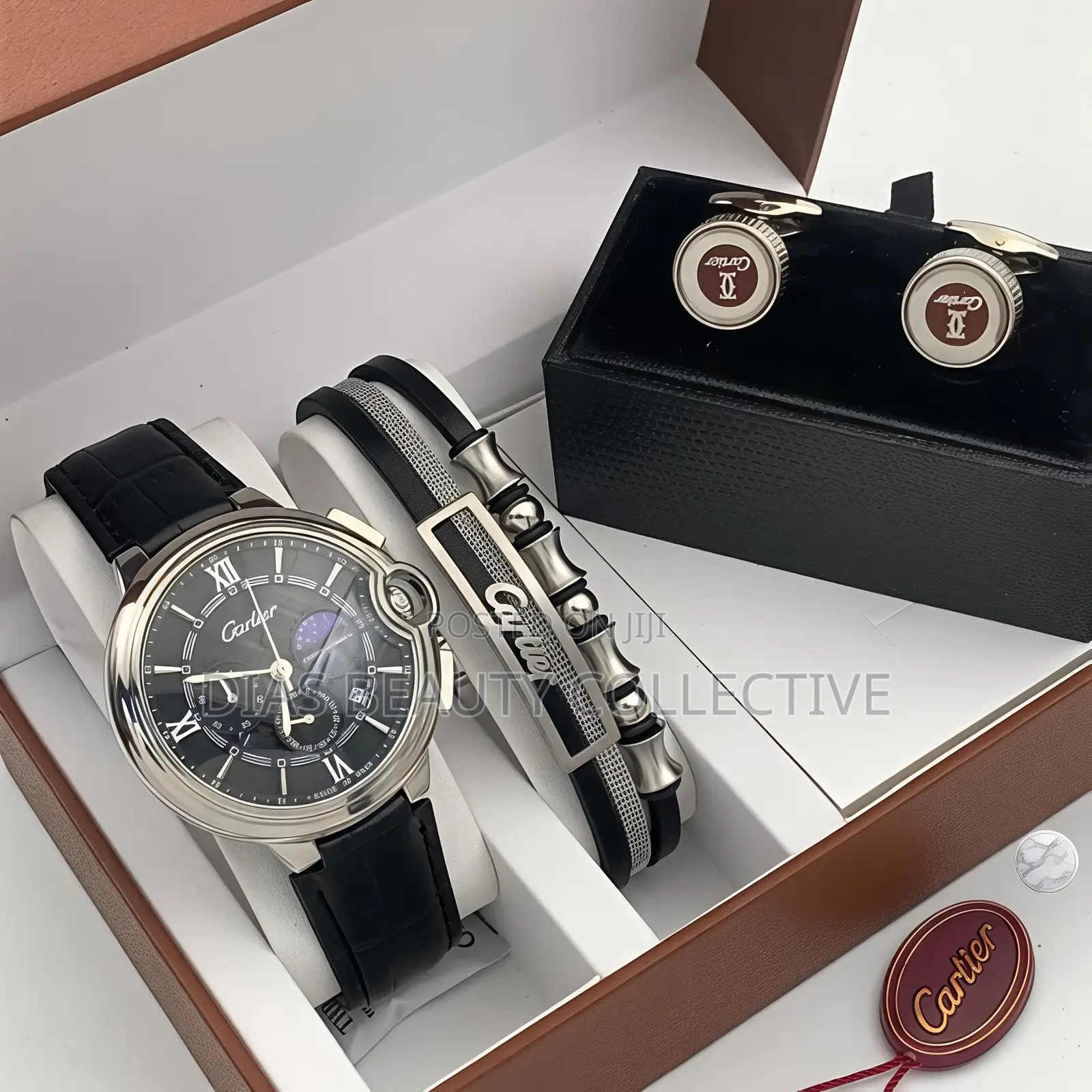 High Quality 3 in 1 Cartier Skeletal Face Leather Strap Watch
