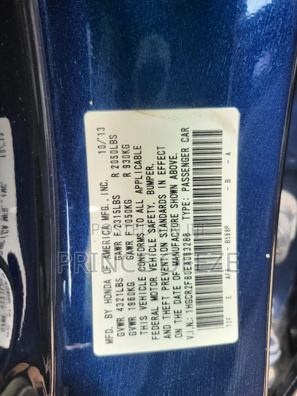 Honda Accord 2013 Blue