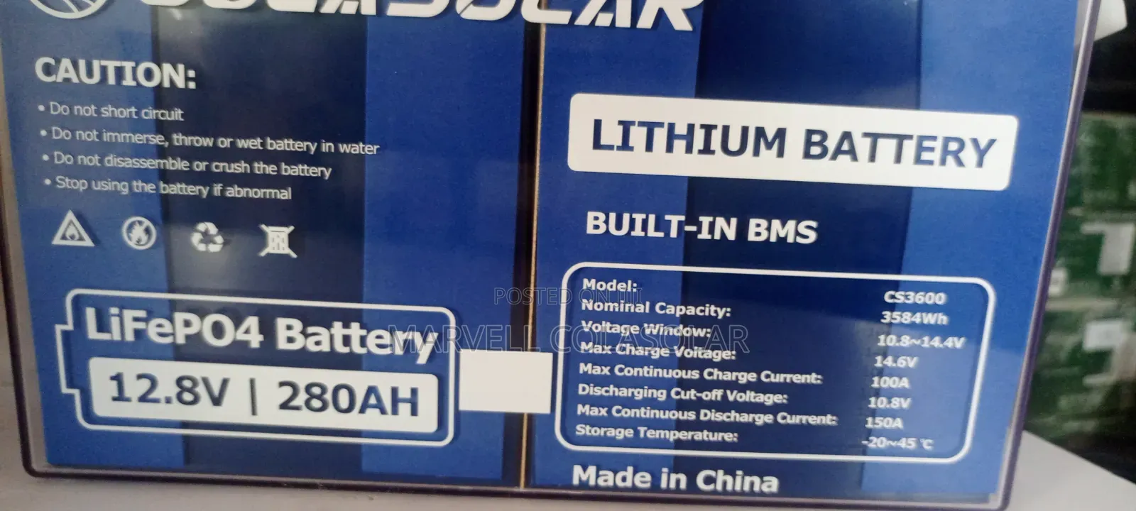 Colasolar 12.8v 280ah Lifepo4 Battery