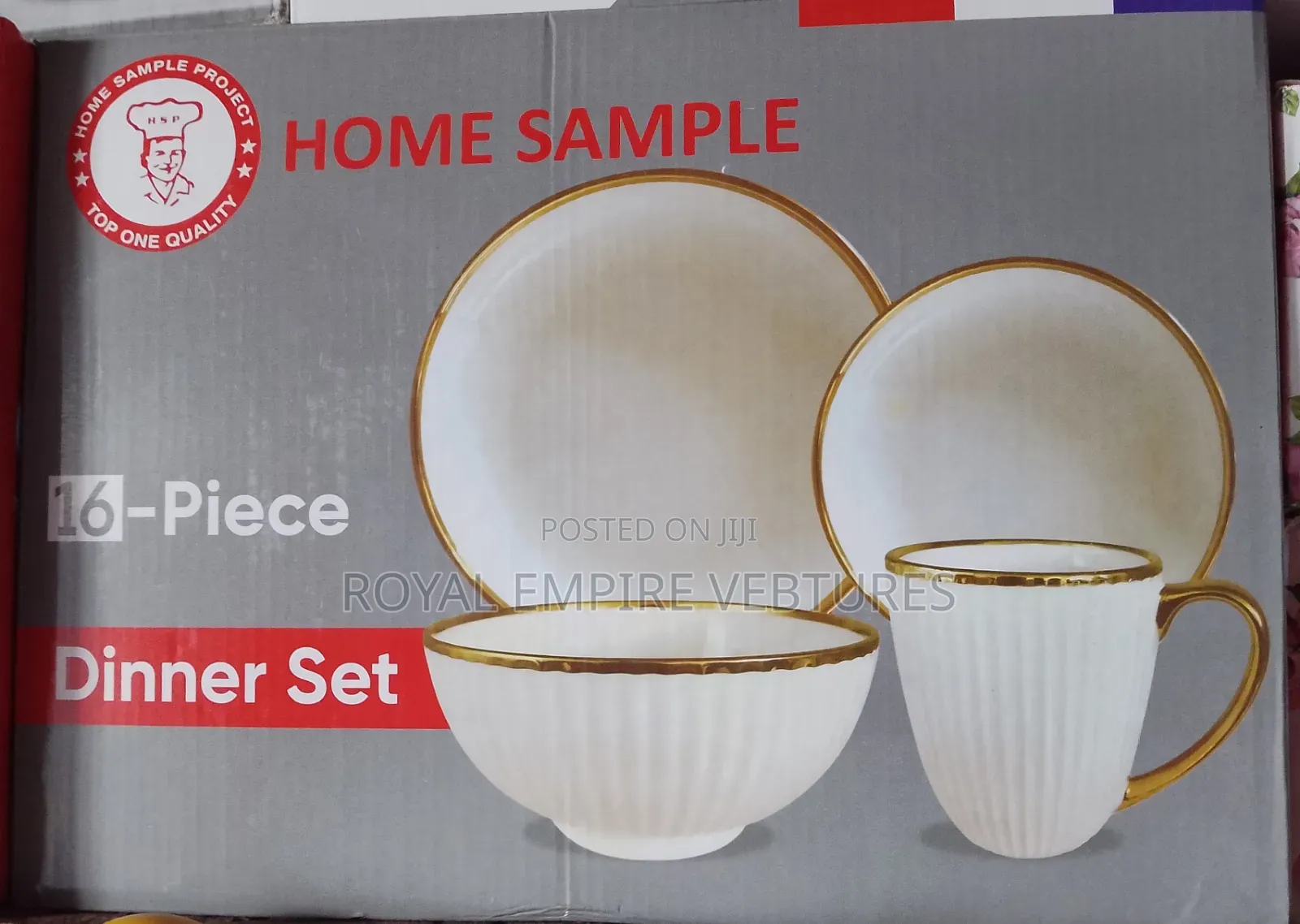 16 Pieces White and Gold Dinner Set(Breakable)