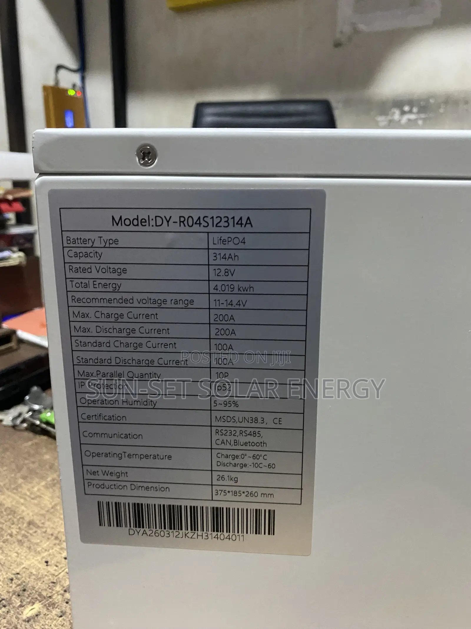 Deriy Lithium Ion Battery 4kwh 314ah 12.8v 5yrs Warranty