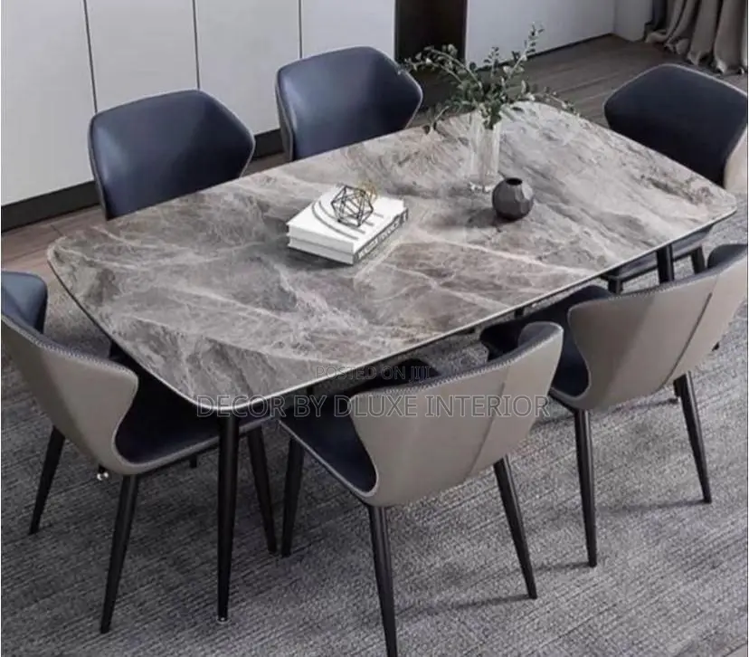 Italian Luxury Marble Rectangular 6-Seater Dining Set
