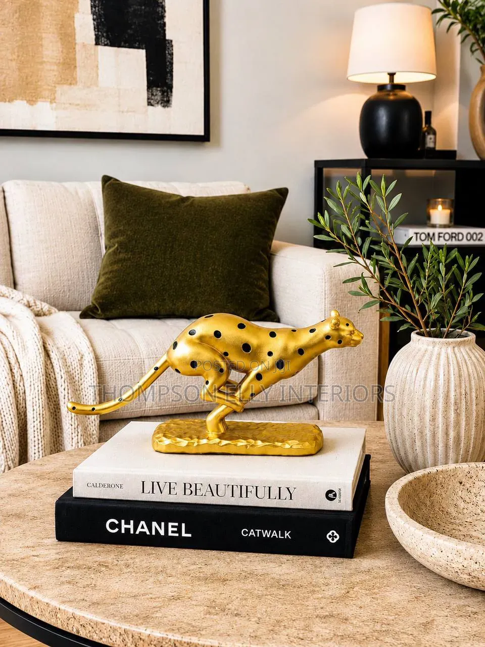 Golden Cheetah Sculpture