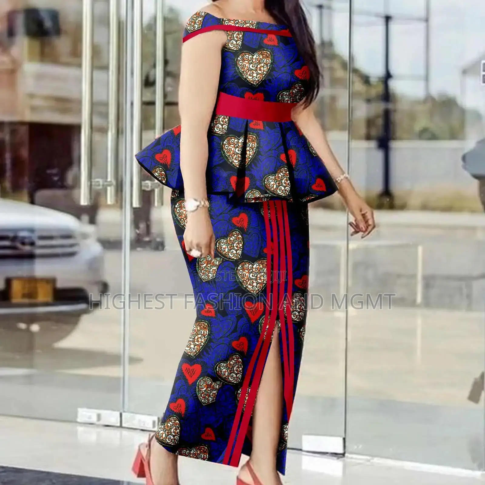Print Peplum Top and Skirt