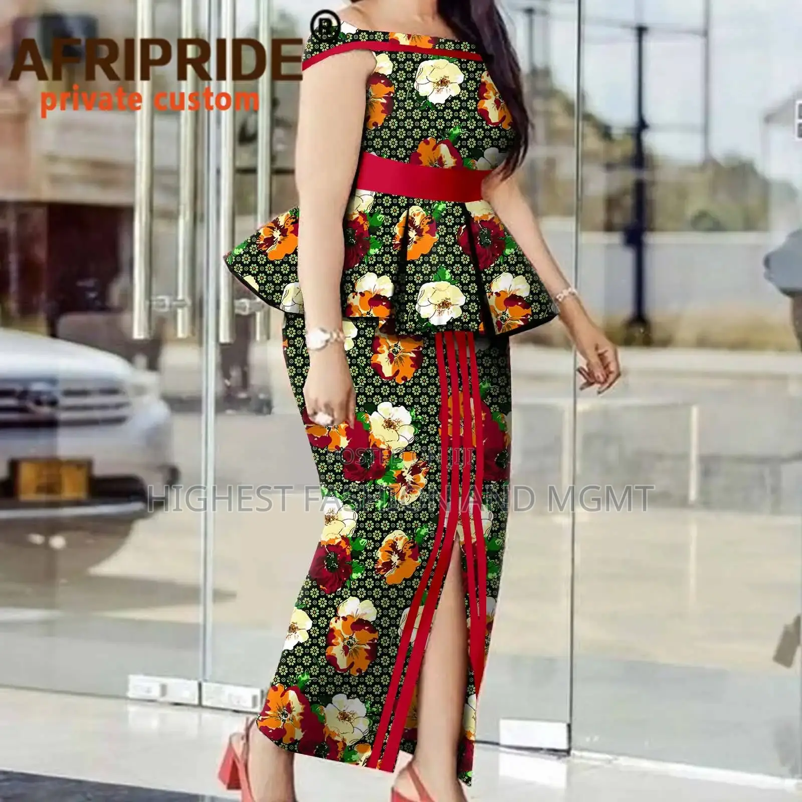 Print Peplum Top and Skirt