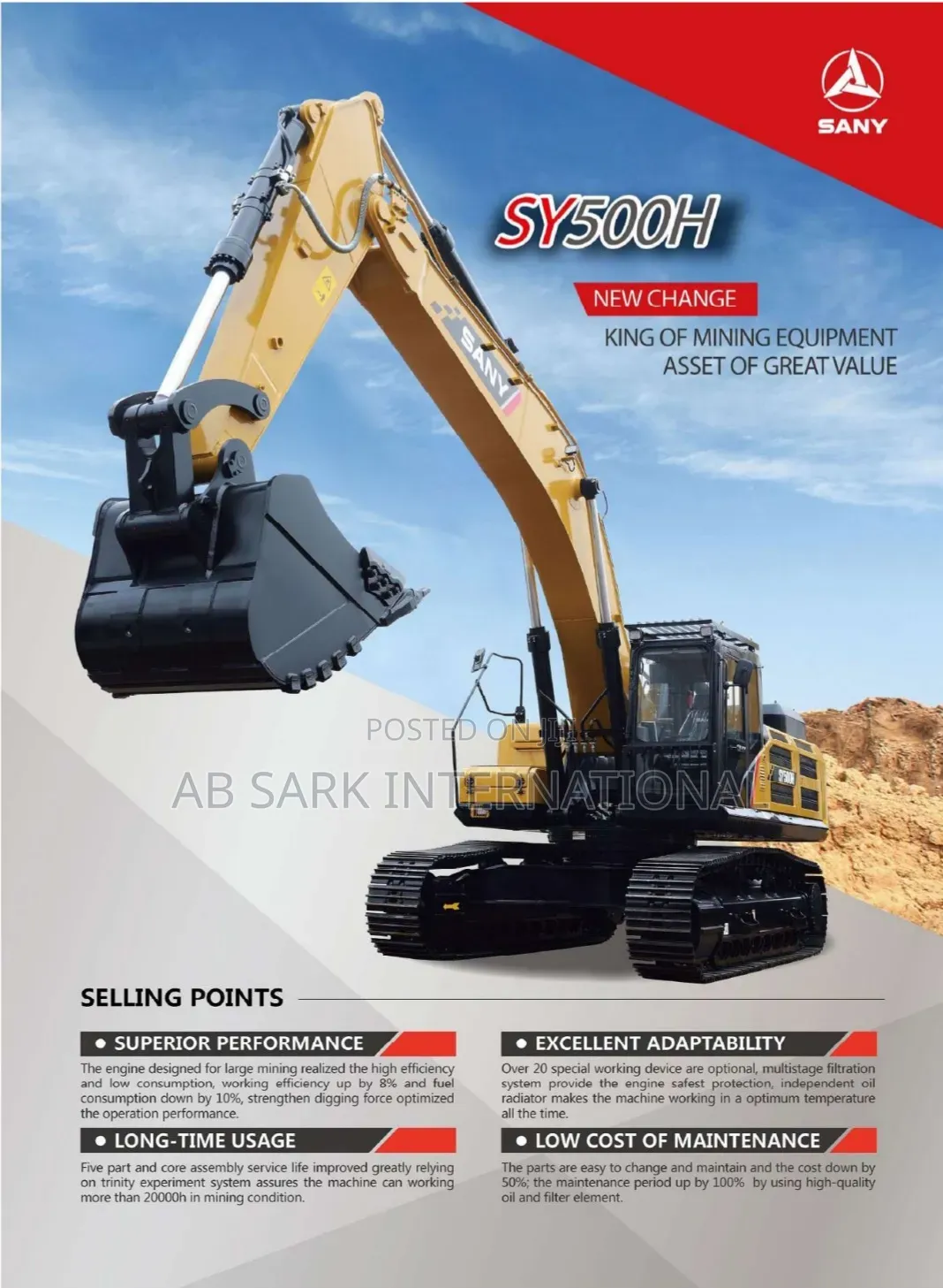 Sany Excavator Sy500h 50tons