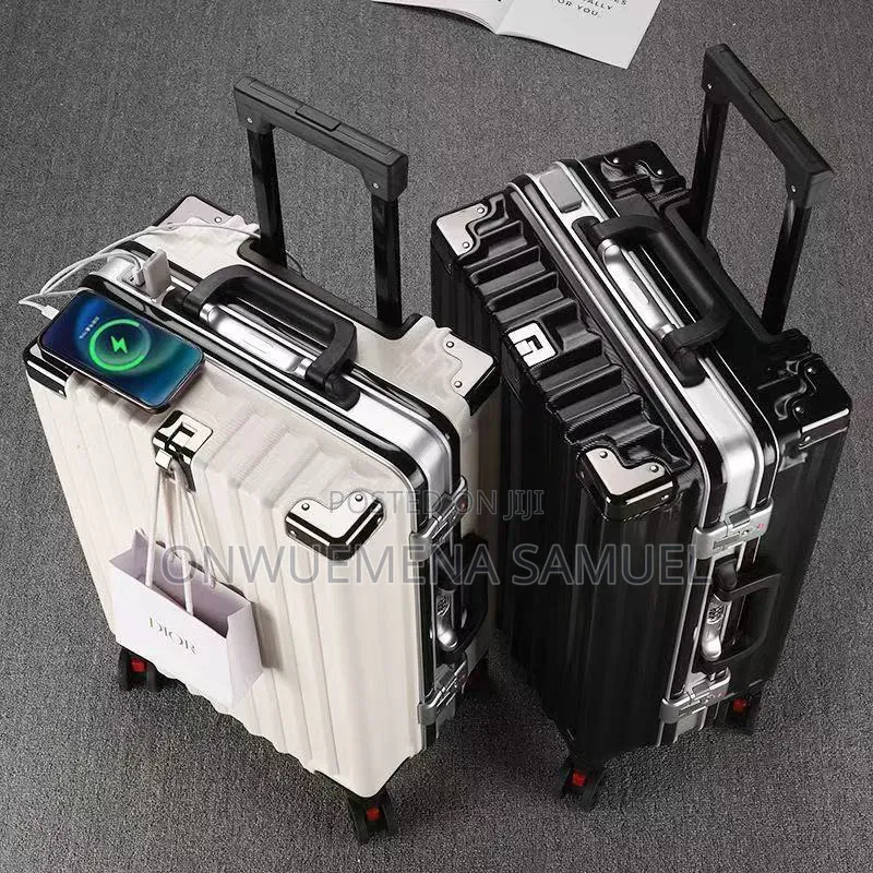 24" Branded Luggage, Aluminum Frame Travel Suitcases, Large Capacity