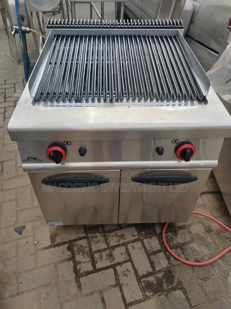 Commercial-Grade Industrial Standing Gas Lava Rock Grill