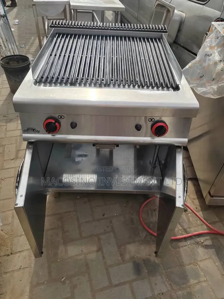 Commercial-Grade Industrial Standing Gas Lava Rock Grill