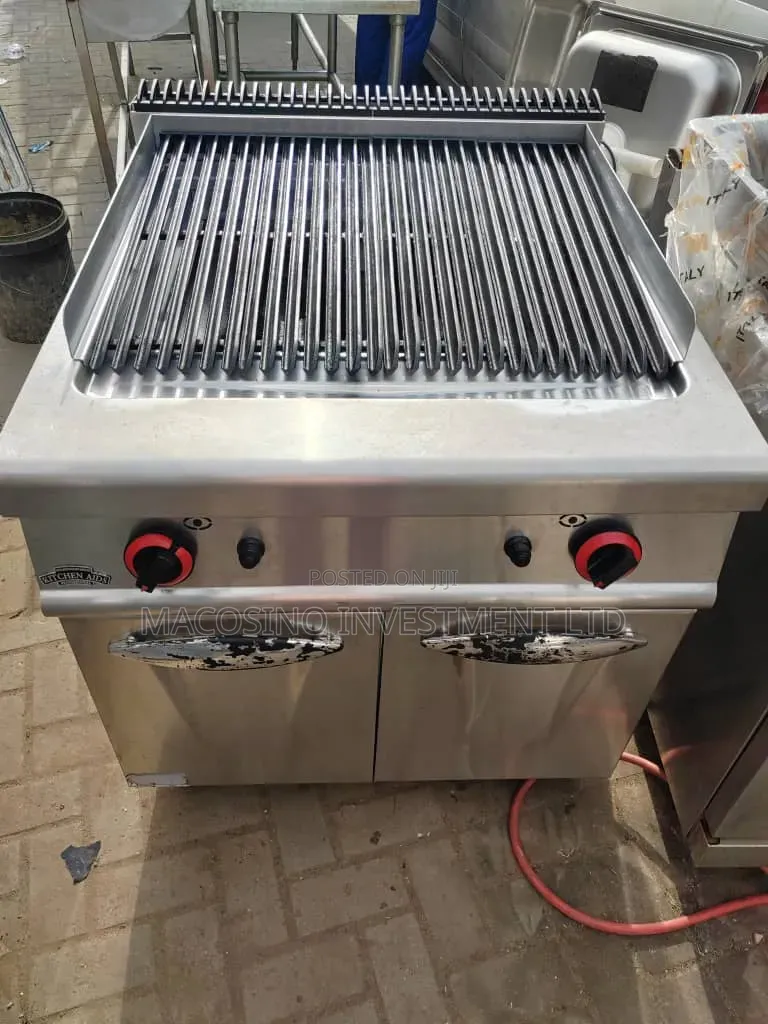 Commercial-Grade Industrial Standing Gas Lava Rock Grill