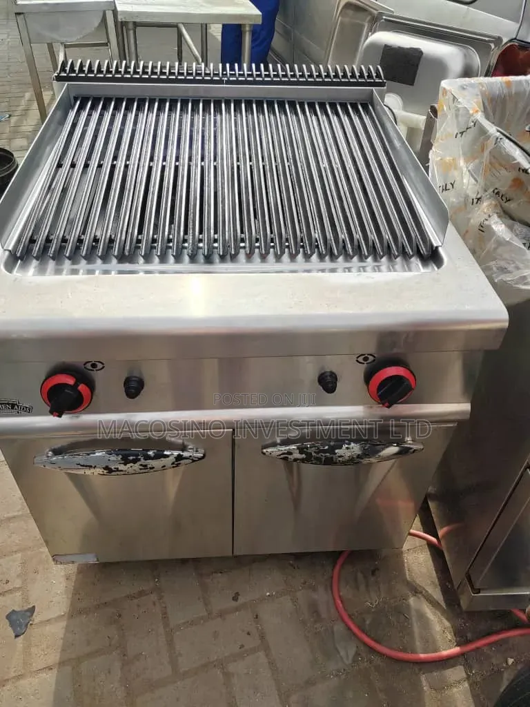 Commercial-Grade Industrial Standing Gas Lava Rock Grill