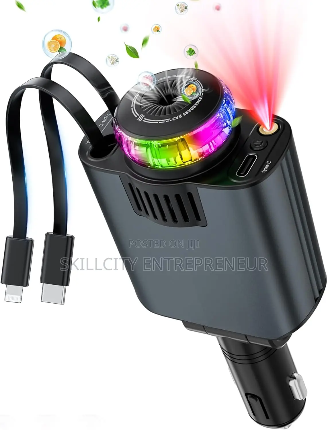 5-in-1 Retractable Car Charger With Aromatherapy And Starlight