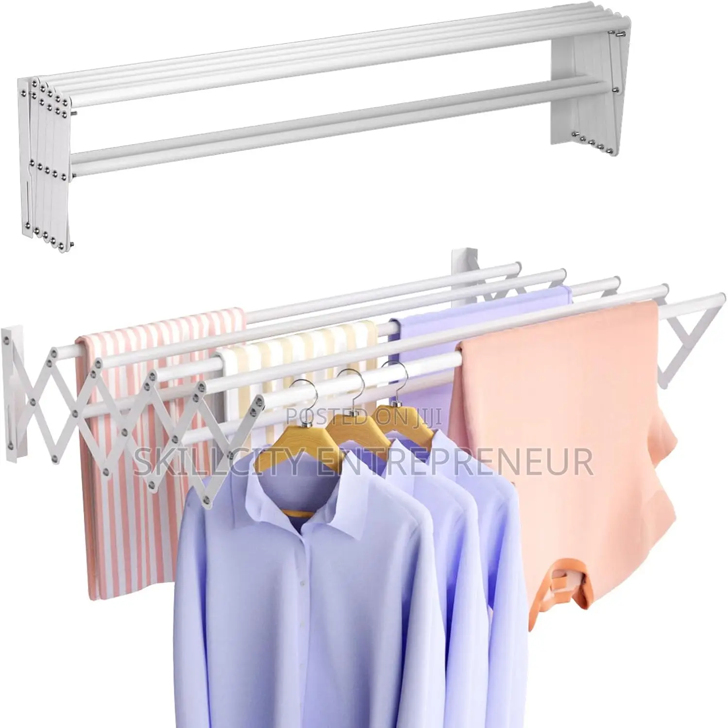 Wall-Mounted, Collapsible Clothes Drying Rack.