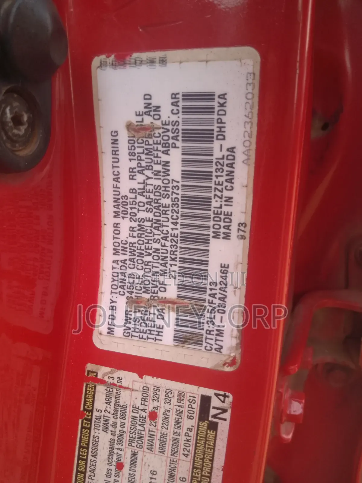Toyota Matrix 2004 Red