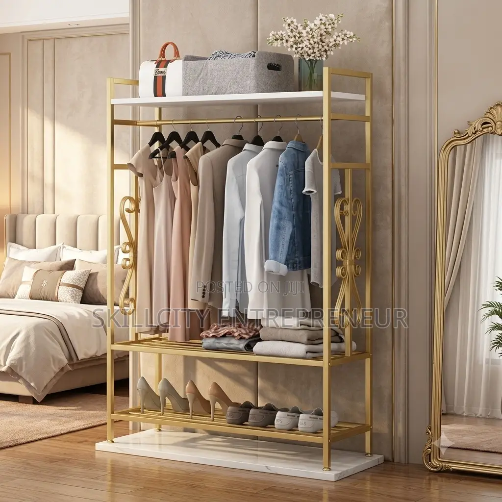 Gold Metal Clothing Rack