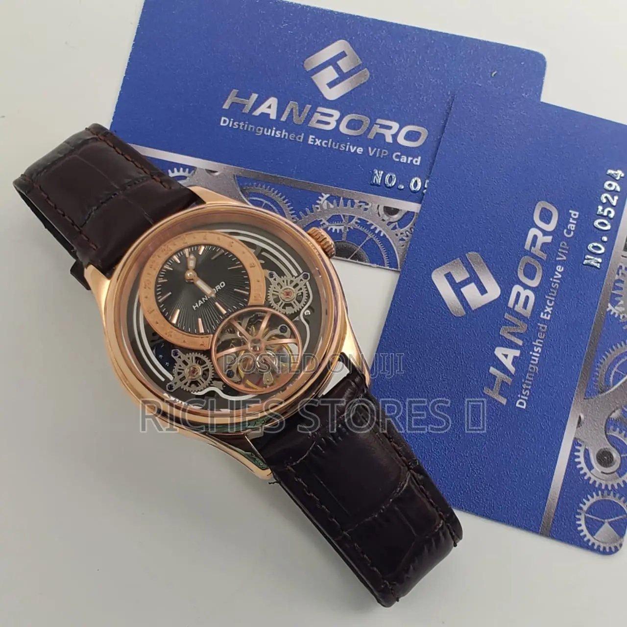 Hanboro Male Watch Leather Strap Automatic System