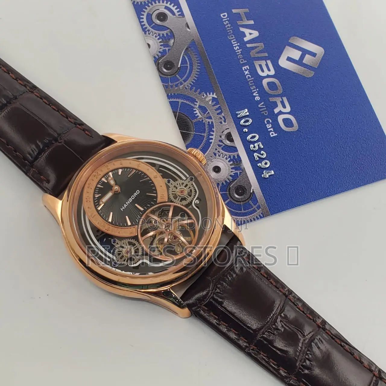 Hanboro Male Watch Leather Strap Automatic System
