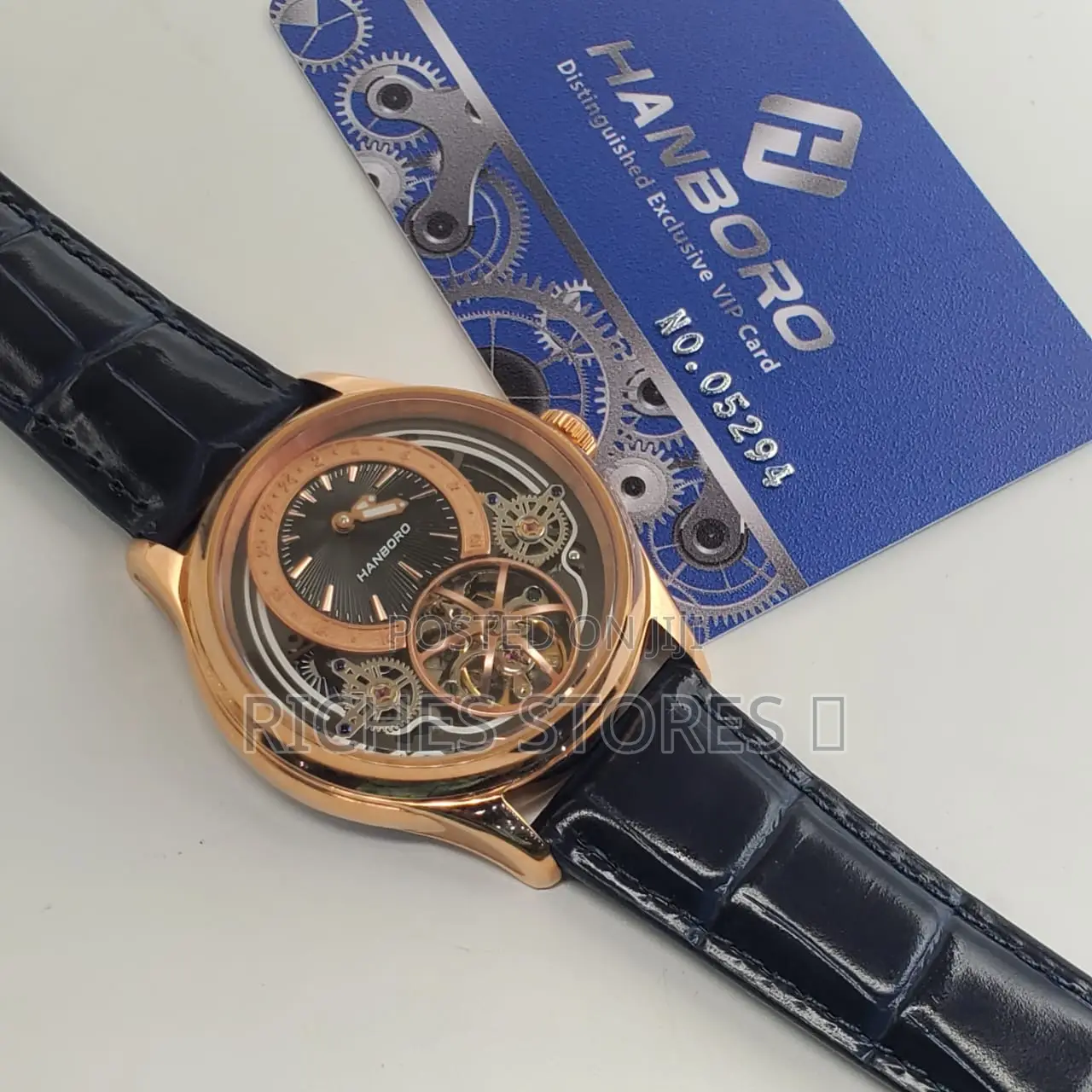 Hanboro Male Watch Leather Strap Automatic System