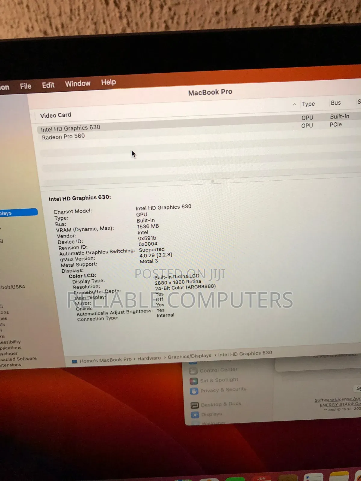 Laptop Apple MacBook Pro 2017 16GB Intel Core i7 SSD 500GB