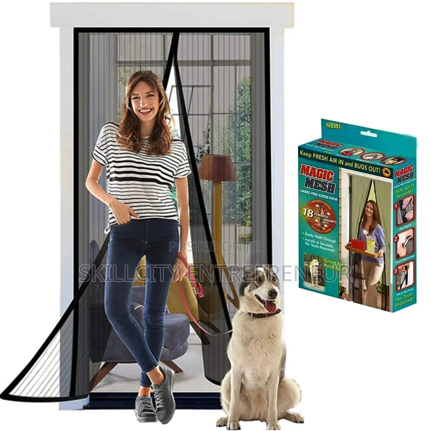 Magic Mesh Hands-Free Screen Door