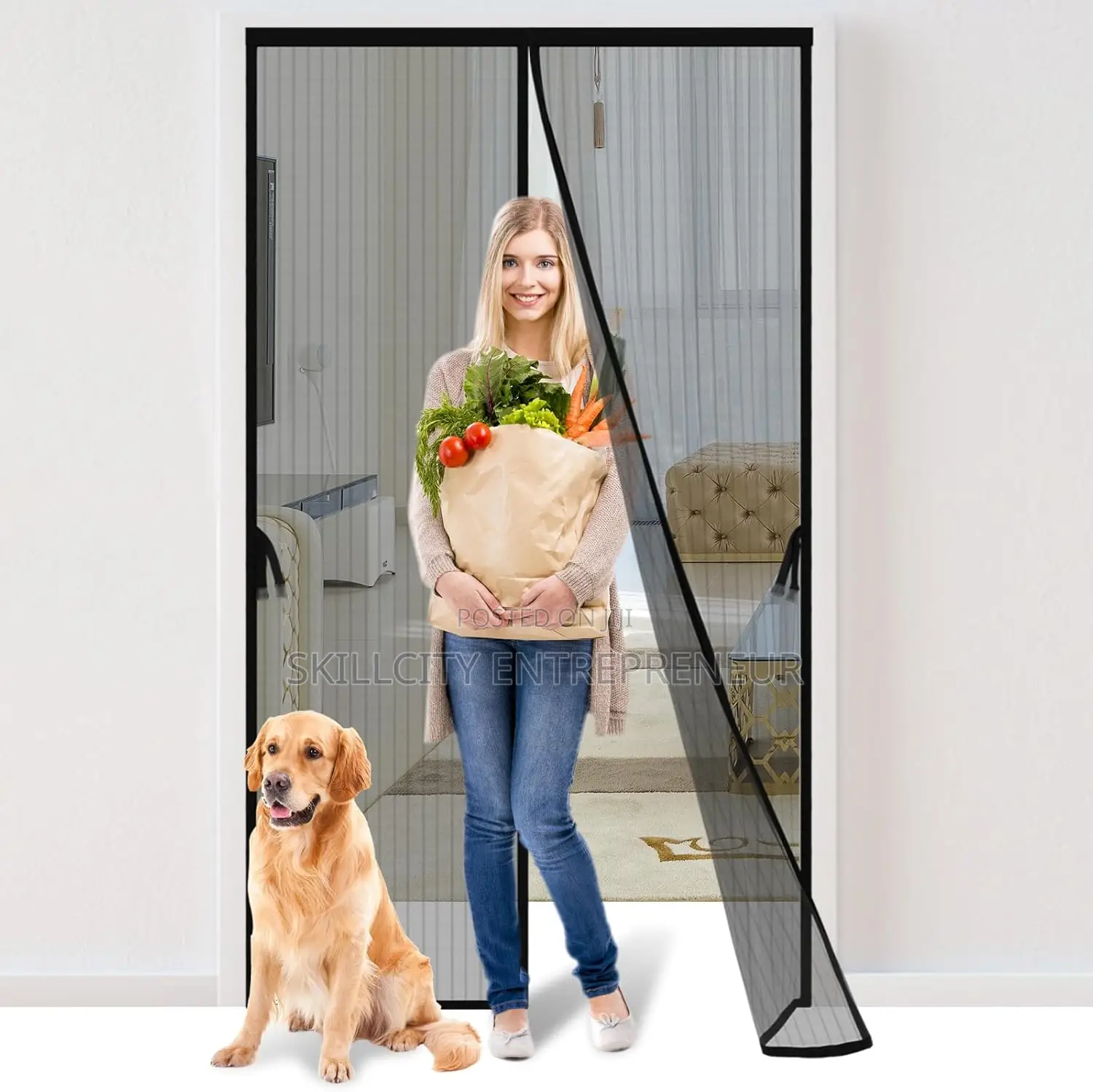 Magic Mesh Hands-Free Screen Door