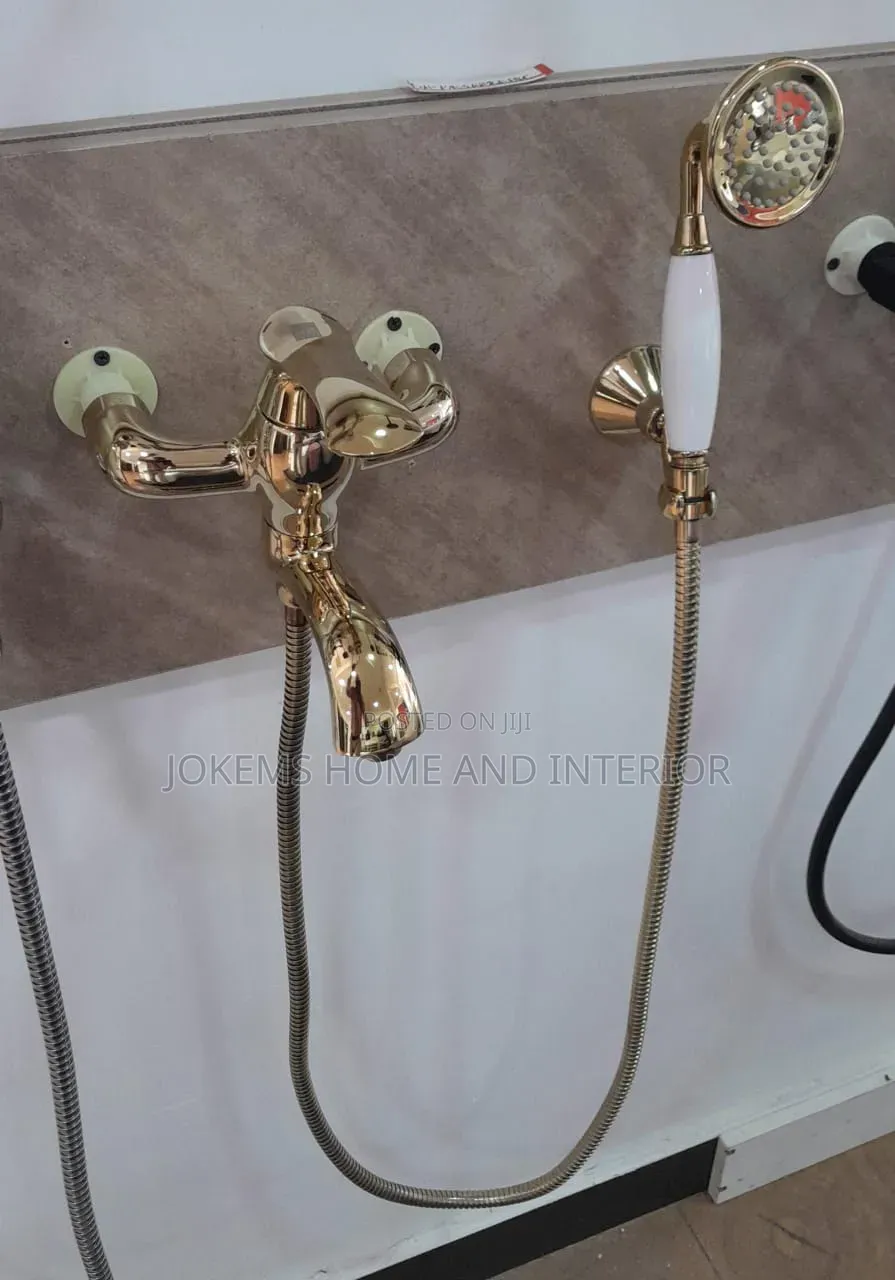 Luxury Gold Wall-Mounted Bath Shower Mixer Set
