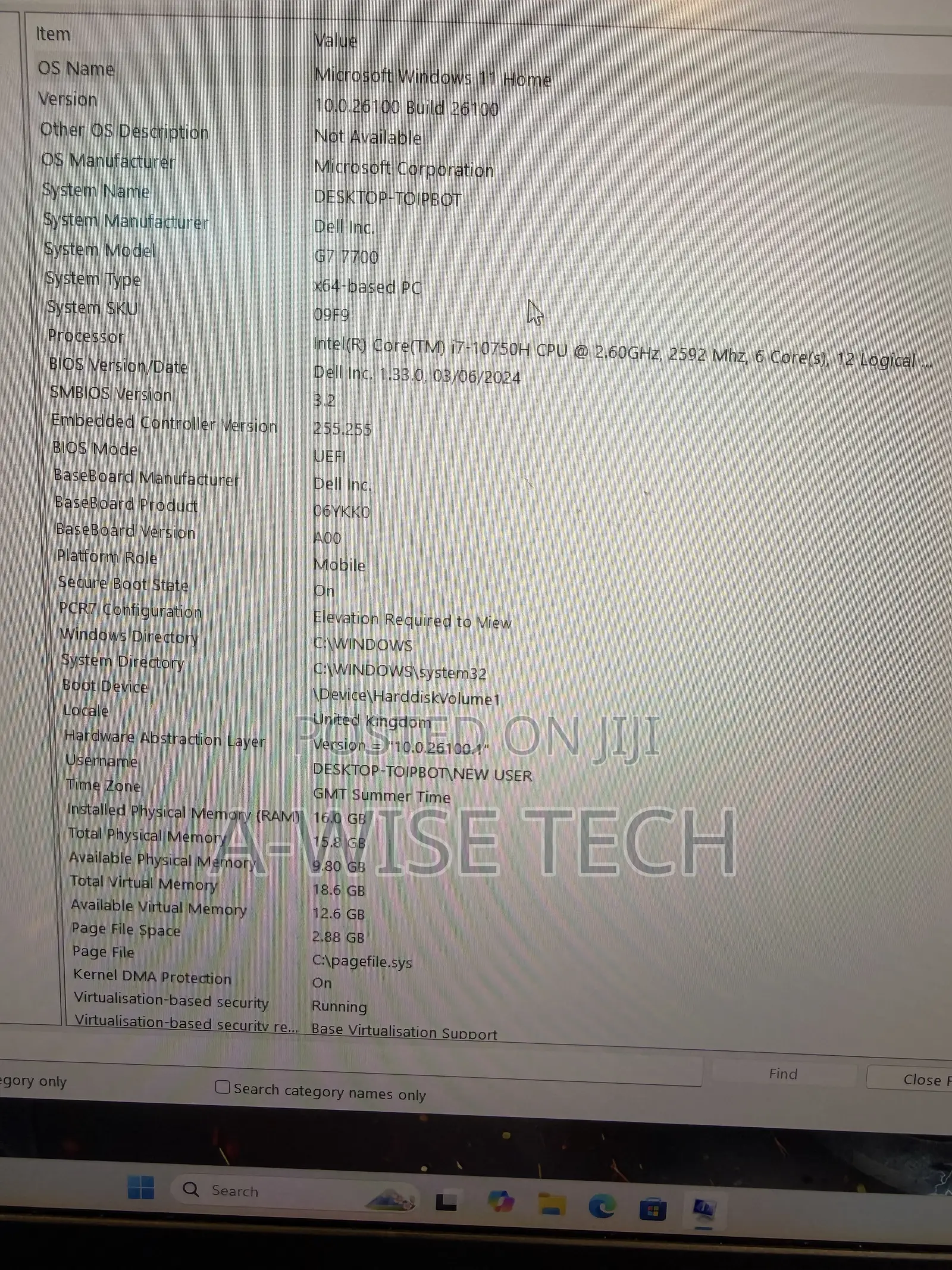 Laptop Dell G7 17 7000 16GB Intel Core i7 SSD 512GB