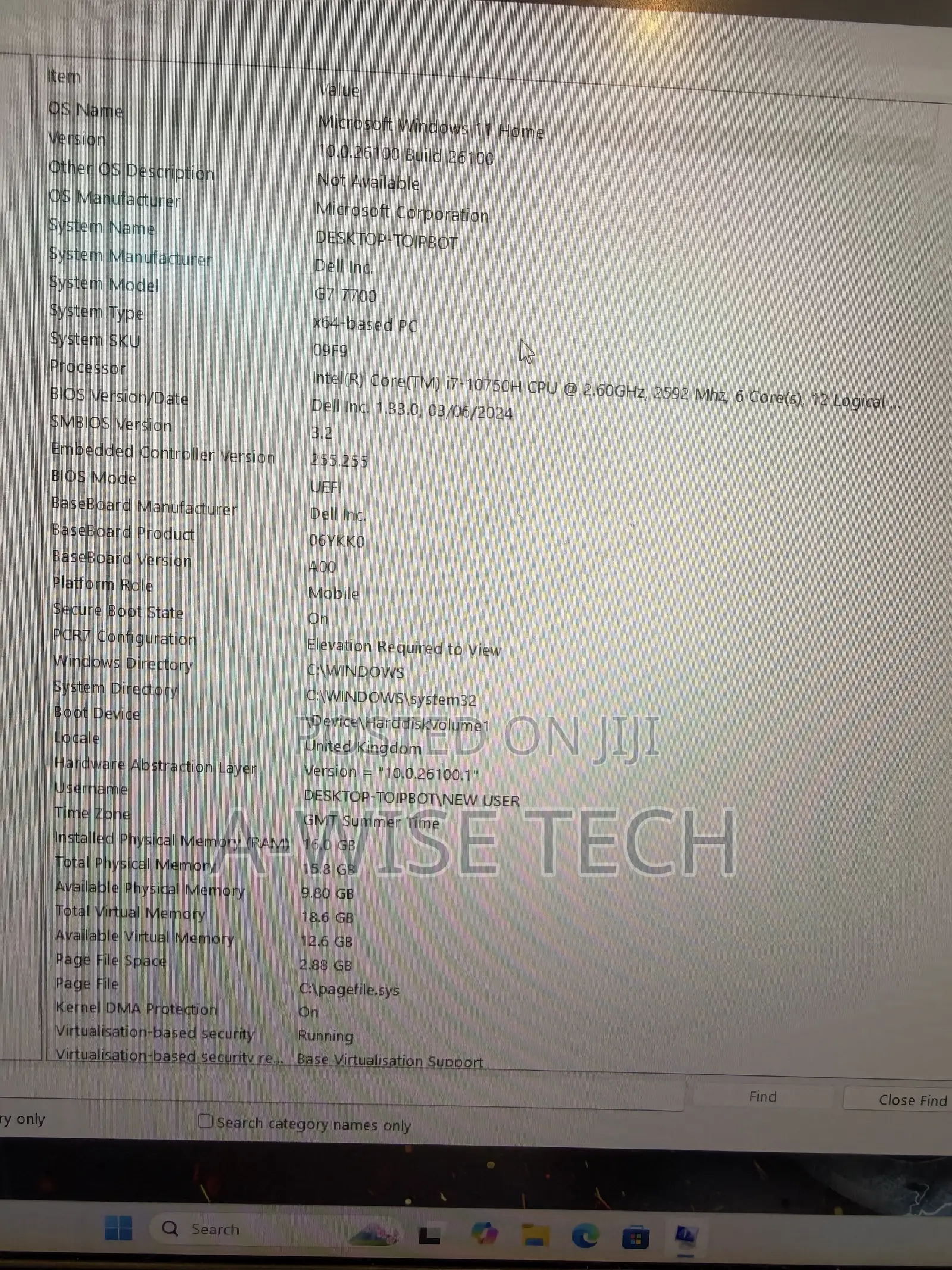Laptop Dell G7 17 7000 16GB Intel Core i7 SSD 512GB