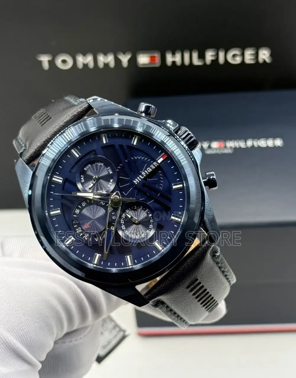 Tommy Hilfiger Quality Luxury Men Genuine Leather Wristwatch