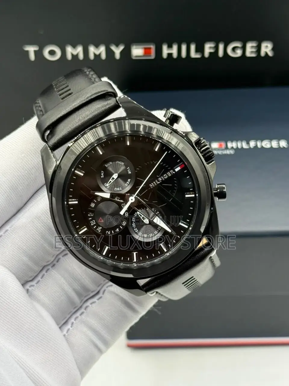 Tommy Hilfiger Quality Luxury Men Genuine Leather Wristwatch