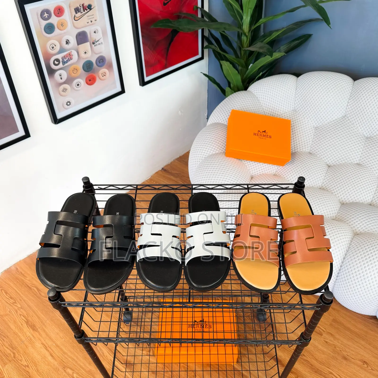 Original Hermes Spiral Leather Slippers