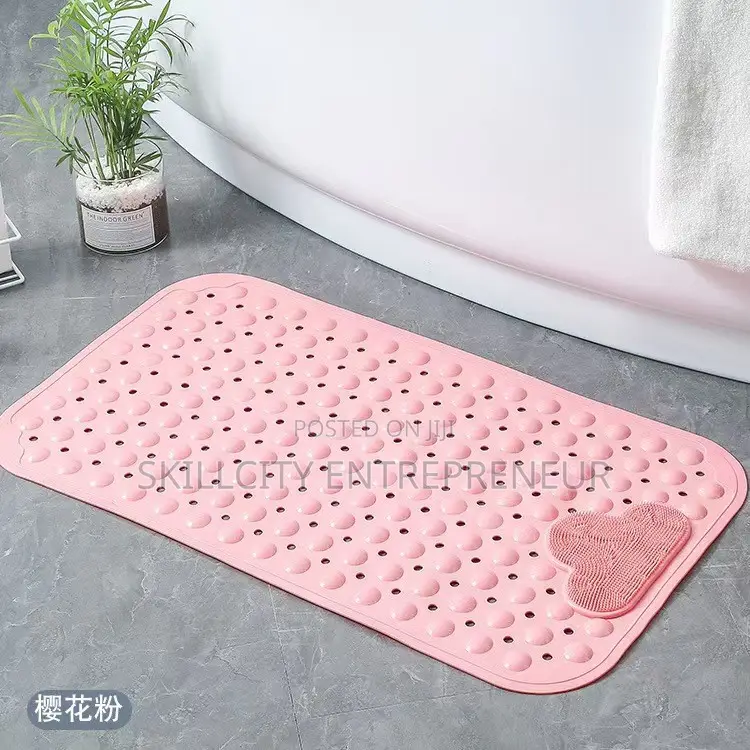 Anti-Slip Shower Mat With Suction Cups and a Foot Scrubber Area.