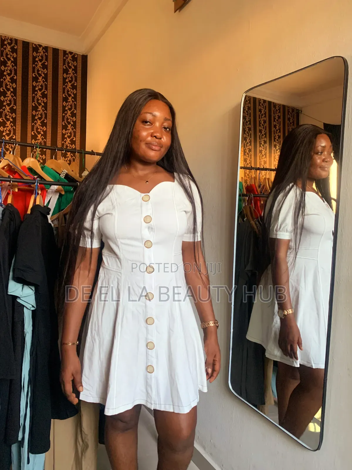 Elegant White Puff Sleeve Mini Dress
