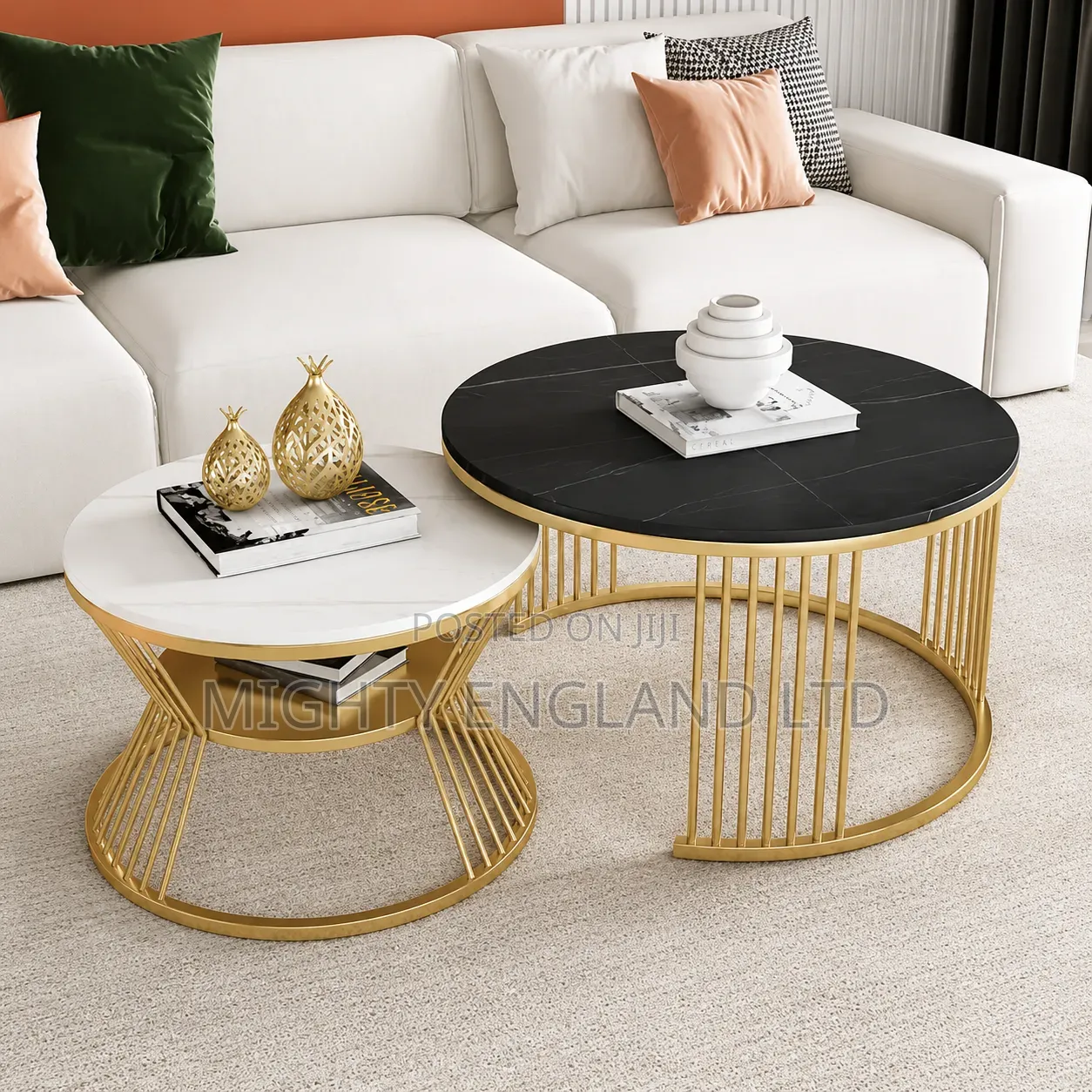 Generic High Quality Nordic Glass Marble Design Twin Center Table