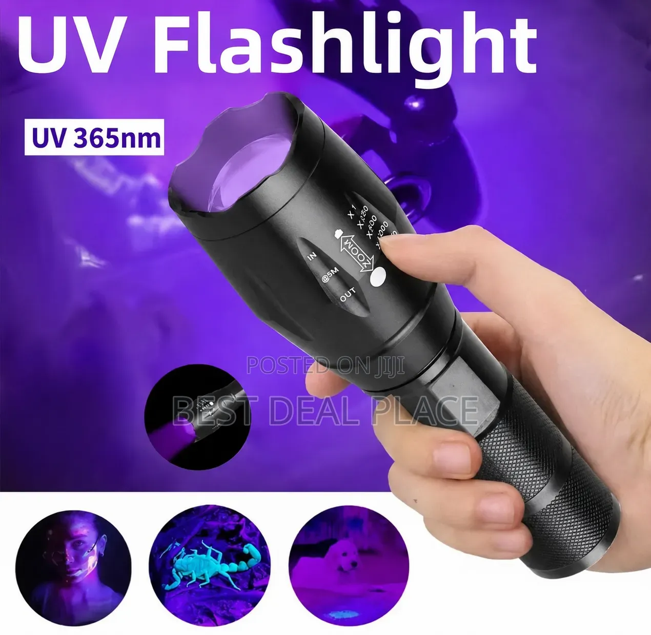 High Power 5w Ultraviolet 365nm Uv Led Aluminium Flashlight