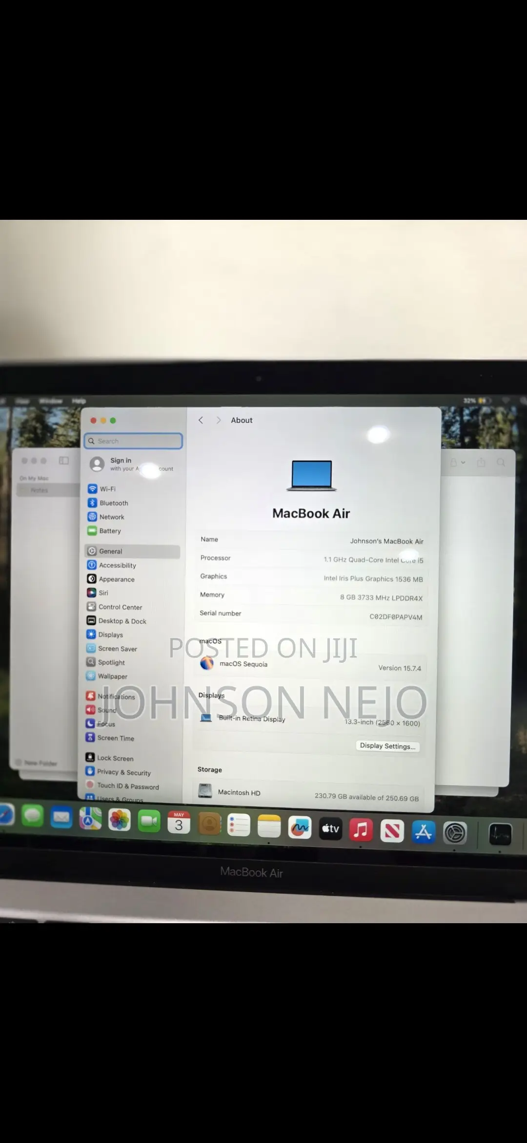 Laptop Apple MacBook Air 2020 8GB Intel Core i5 SSD 256GB