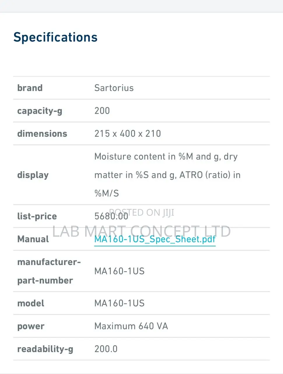 Sartorius Automatic Infrared Moisture Analyzer Ma160