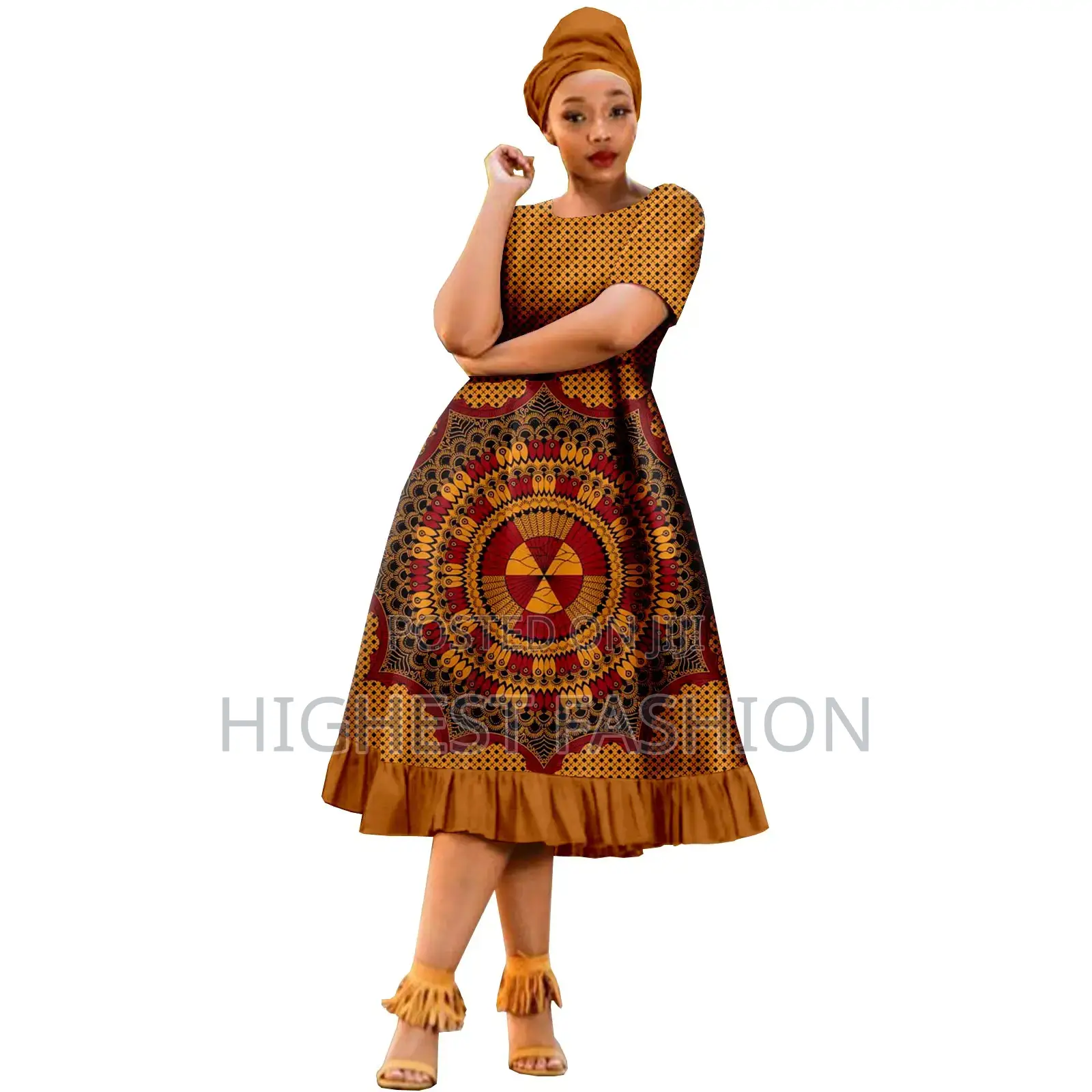 Short Sleeve Flare Print Dress