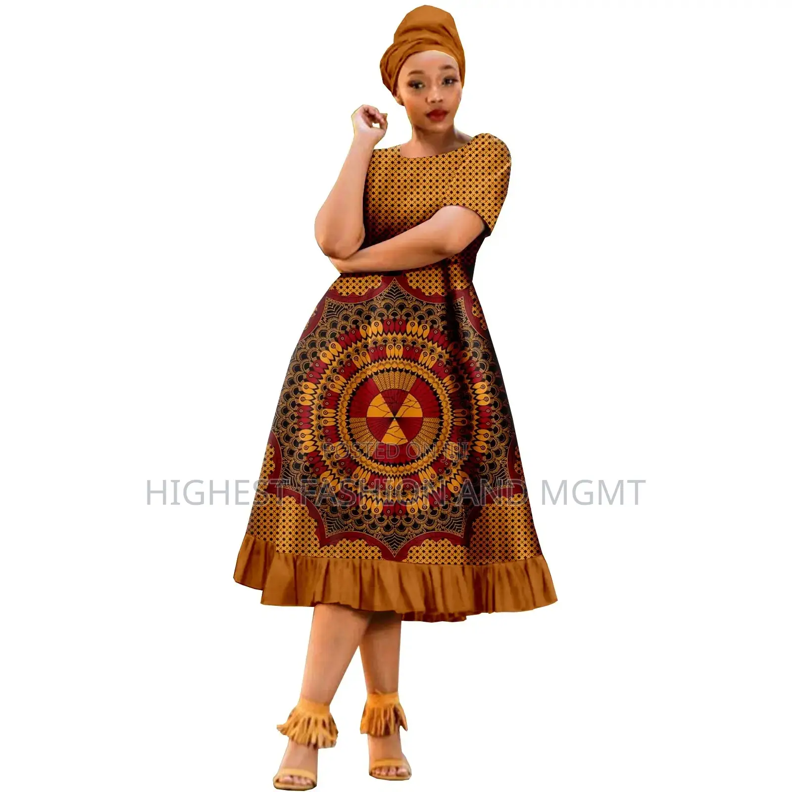 Short Sleeve Flare Print Dress