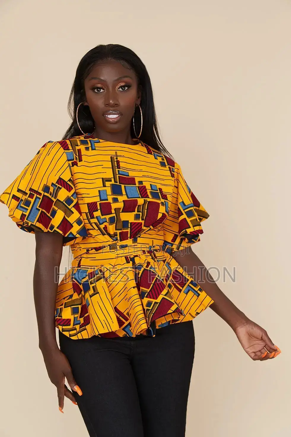 Bob Sleeve Retro Print Top